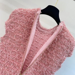 Tassel pink gauze dress