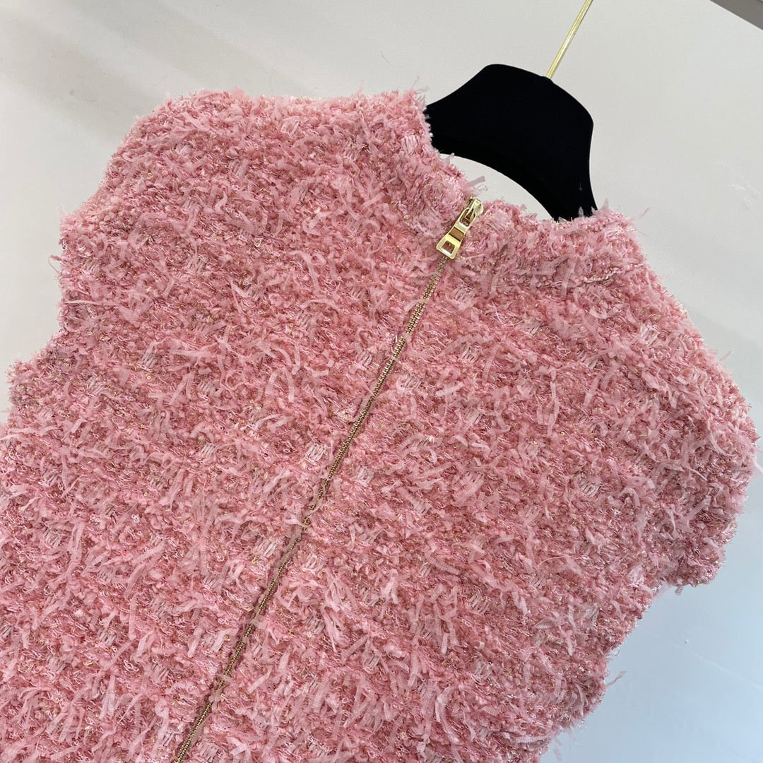 Tassel pink gauze dress