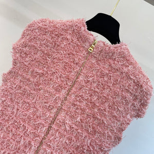 Tassel pink gauze dress