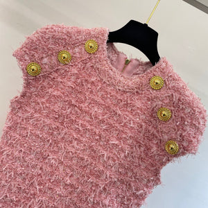 Tassel pink gauze dress