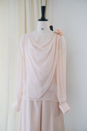 SS24 Blusa de seda Athena con velo floral arrugado