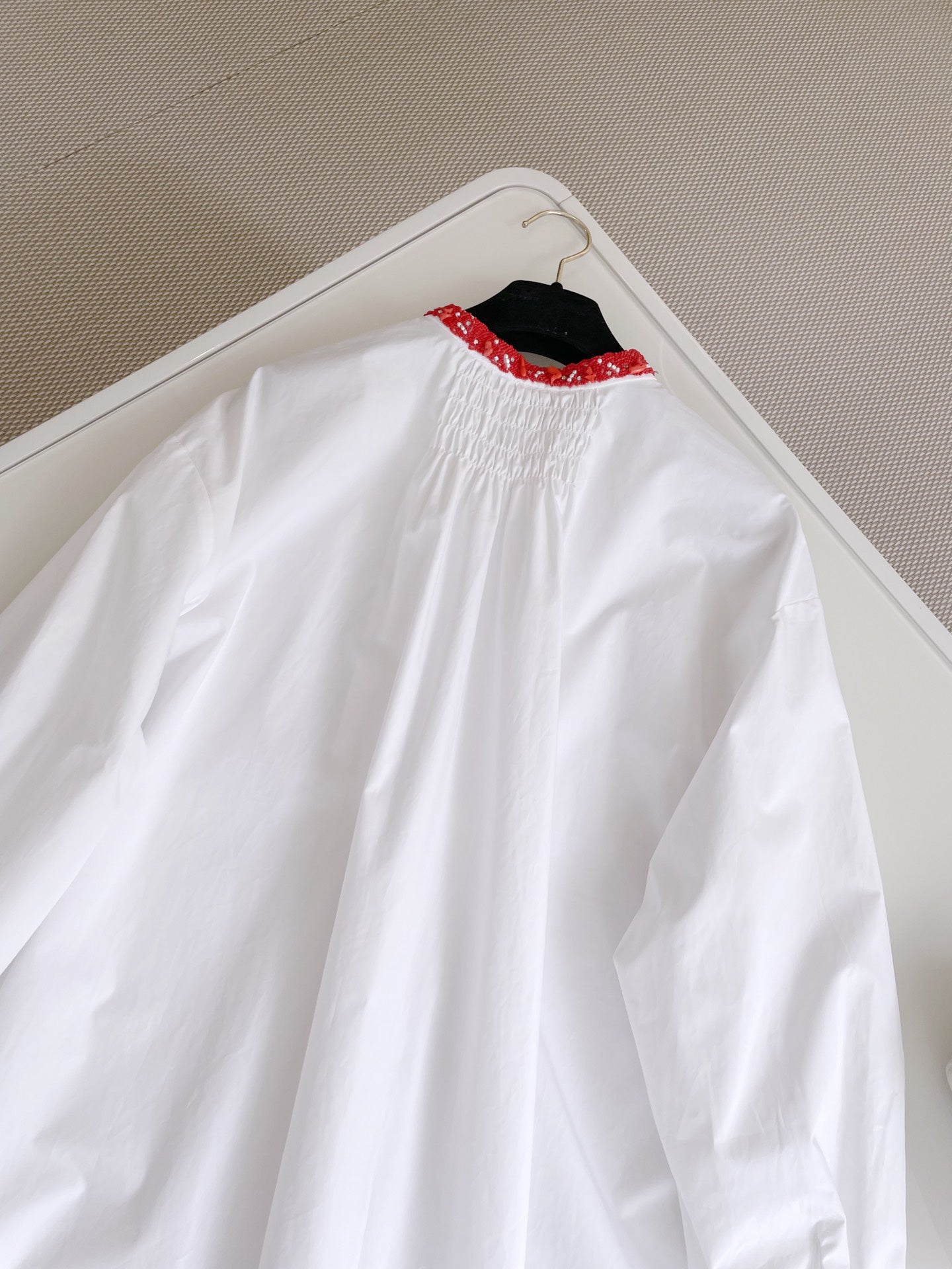 SS24 Coral bubble sleeve long shirt dress