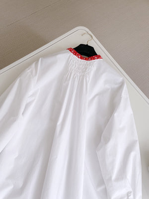 SS24 Coral bubble sleeve long shirt dress