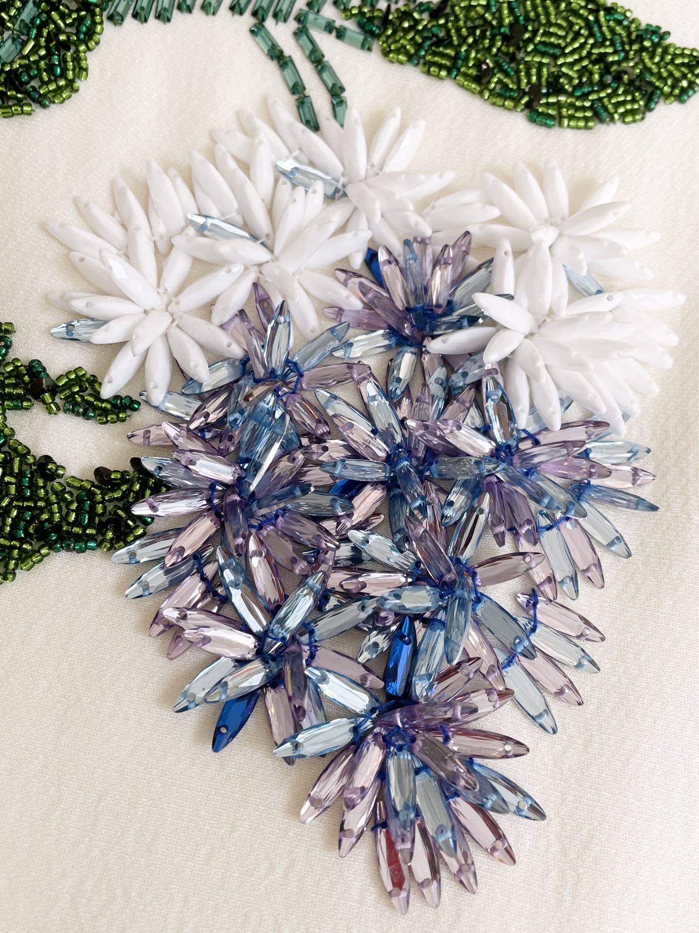 Spring/Summer 24 Rhinestone Flower Embroidery Silk Wool Dress