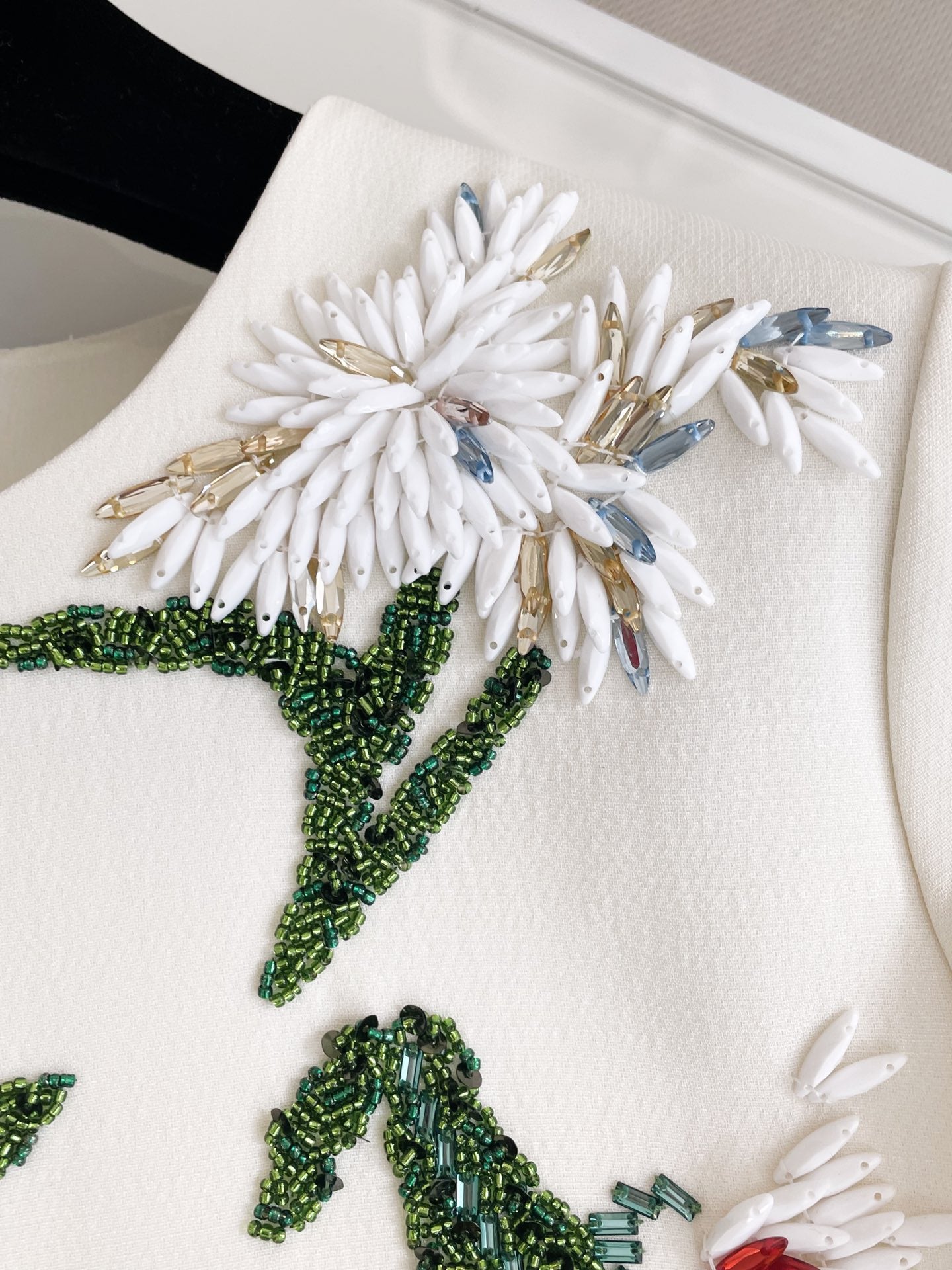 Spring/Summer 24 Rhinestone Flower Embroidery Silk Wool Dress