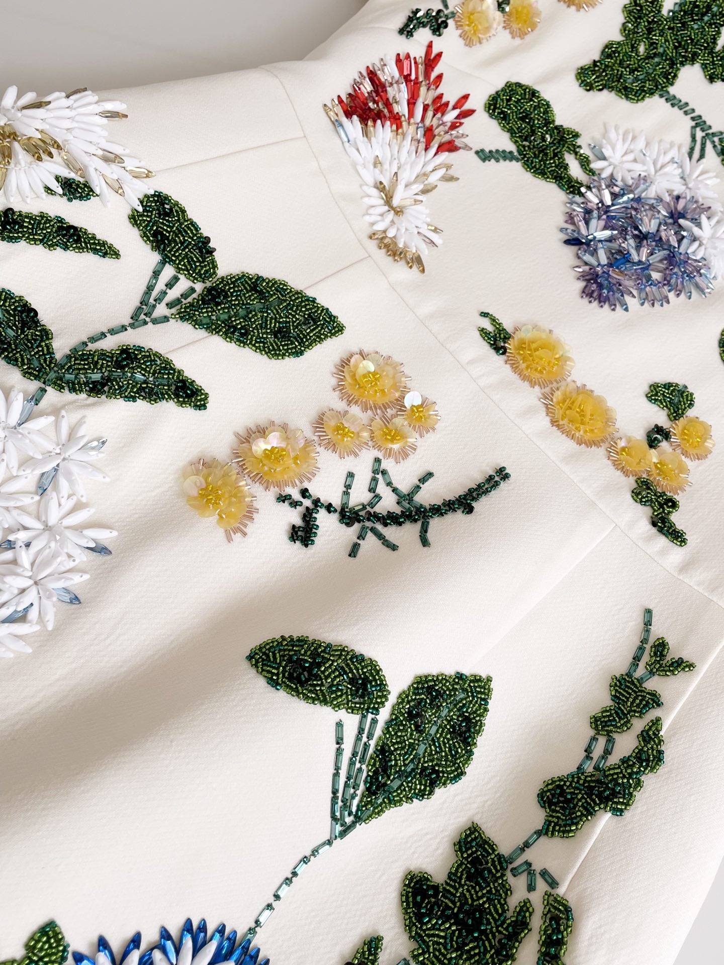 Spring/Summer 24 Rhinestone Flower Embroidery Silk Wool Dress