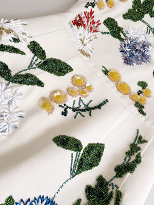 Spring/Summer 24 Rhinestone Flower Embroidery Silk Wool Dress