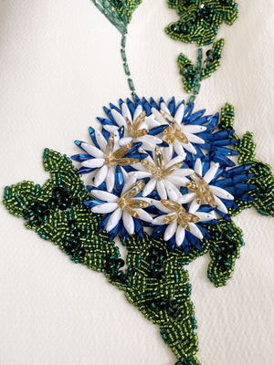 Spring/Summer 24 Rhinestone Flower Embroidery Silk Wool Dress