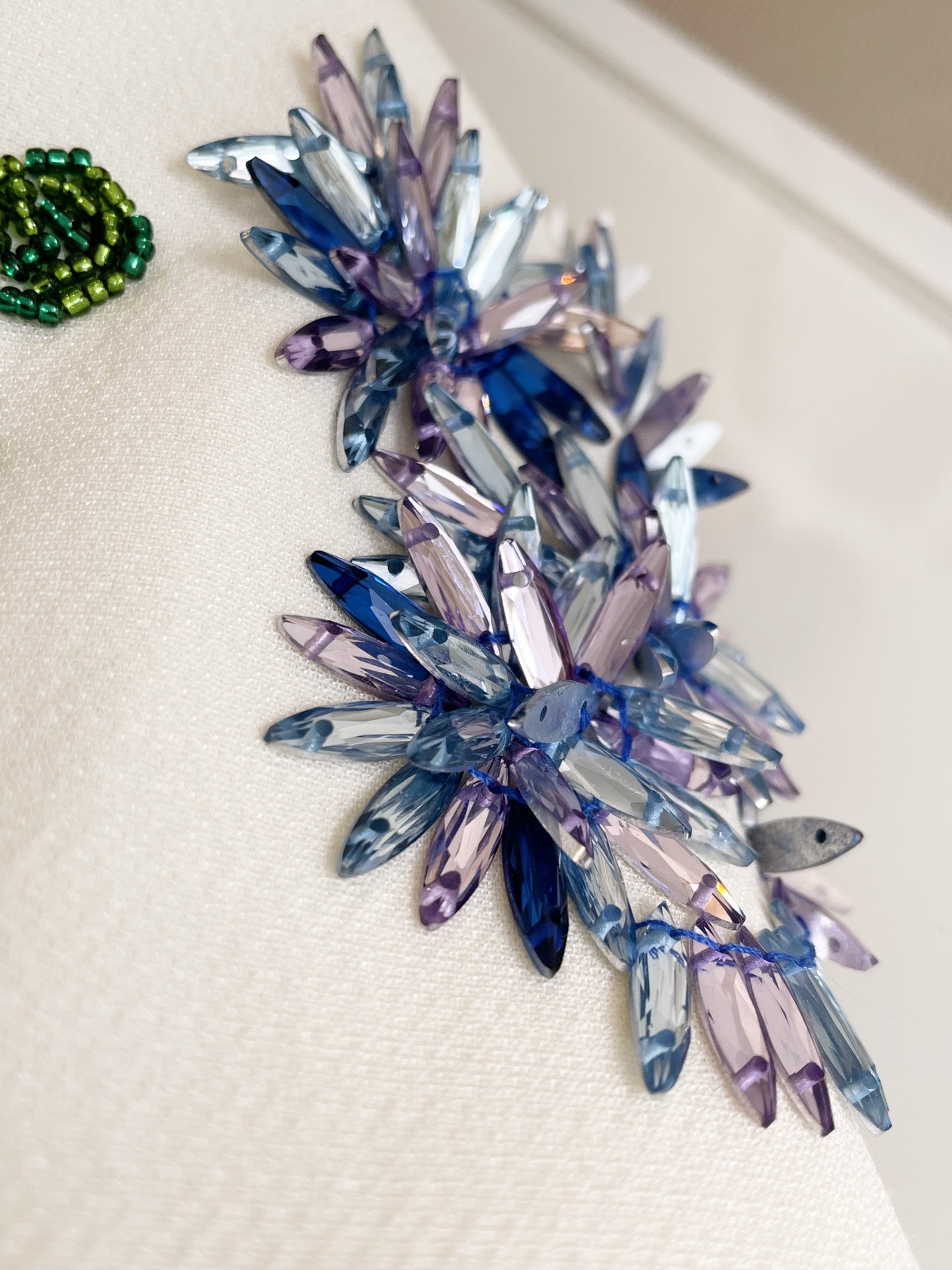Spring/Summer 24 Rhinestone Flower Embroidery Silk Wool Dress
