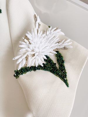 Spring/Summer 24 Rhinestone Flower Embroidery Silk Wool Dress