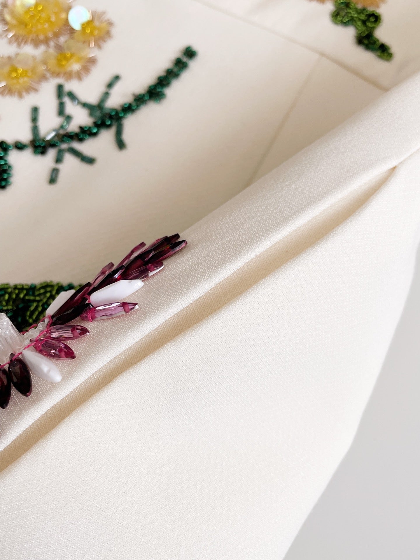 Spring/Summer 24 Rhinestone Flower Embroidery Silk Wool Dress