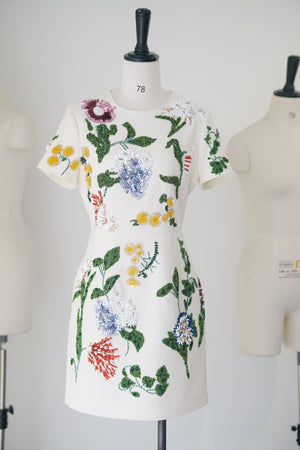 Spring/Summer 24 Rhinestone Flower Embroidery Silk Wool Dress