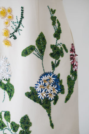 Spring/Summer 24 Rhinestone Flower Embroidery Silk Wool Dress