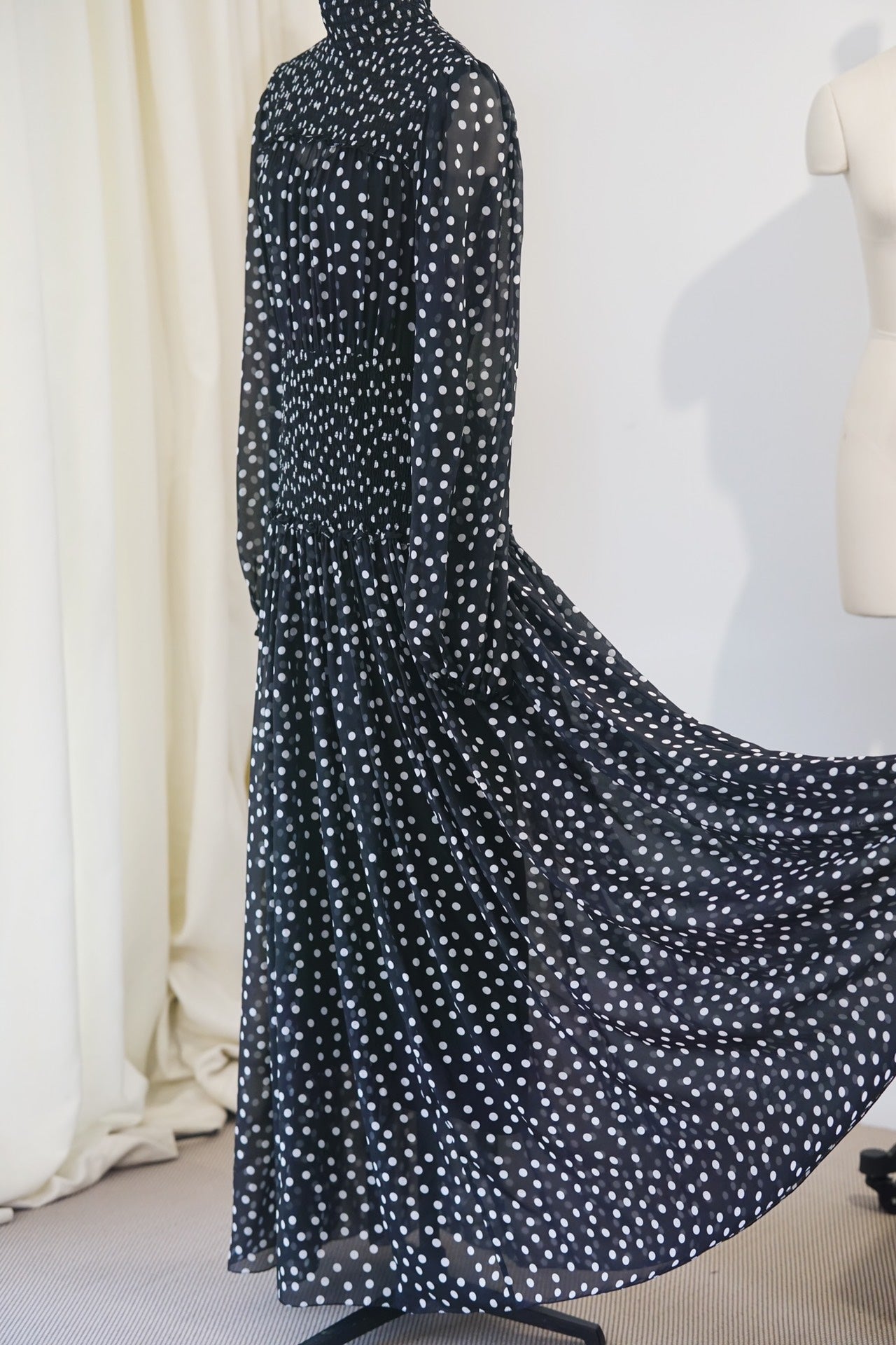 SS 24 Sicilian polka dot waisted silk dress